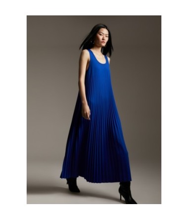 LOLA ROBE LONGUE PLISSEE BLEU ELECTRIC