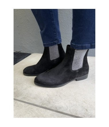 ADIGE BOOTS ENFILABLE SUEDE NOIR ARGENT