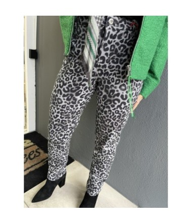 STREET ONE PANTALON CONFORT LEOPARD GRIS