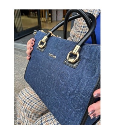 LIUJO SAC SATCHEL BLUE DENIM LOGO
