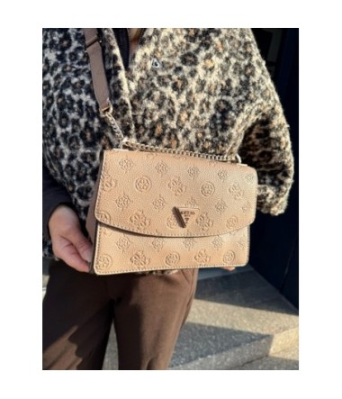 GUESS SAC CRESIDA FLAP LOGO EMBOSSE TAUPE